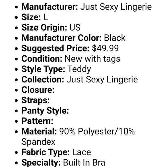 JUST SEXY Nordstrom Sleepwear Teddy Chamise babydoll ♥️ - Picture 4 of 4